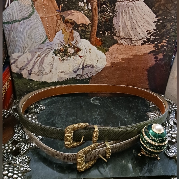 🐶 2 Karen Callan Beautiful Women Belts New! L,💝1 Green&1 Tan Leather Belts.🎁 - Picture 6 of 6